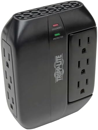 Tripp Lite SWIVEL6 6 Outlet Surge Protector Power Strip, 3 Rotatable Outlets, Black, Lifetime Limited Warranty & Dollar 20,000 Insurance, 120 Volts