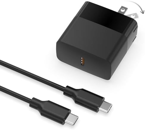 Mini Foldable Charger Fit for Samsung Chromebook 4 4+ XE310XBA XE350XBA XE513C24 XE521QAB XE520QAB XE525QBB XE510C24 XE510C25 – 7.5FT Cord Length Ideal for School & Travel Use USB Type C
