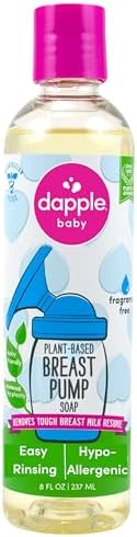 Dapple Breast Pump Soap Baby, 8 Fl Oz Bottle, Fragrance Free, Plant Based & Hypoallergenic Liquid Soap - Easy Rinse Formula Removes Milk Residue & Leaves No Taste