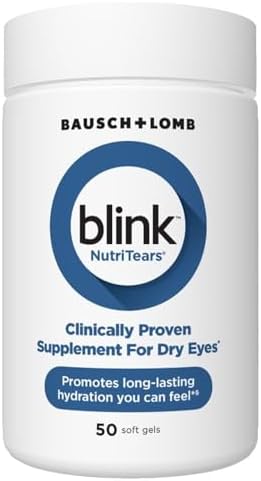 Blink NutriTears Clinically Proven Supplement for Dry Eyes, 50 Softgels, Eye Care Supplement to Hydrate Eyes from Within for Long Lasting Relief You Can Feel