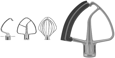 KitchenAid Stainless Steel 3 Piece Kit for 4.5 and 5 Quart KitchenAid® Tilt-Head Stand Mixers and KitchenAid KFE5TS Flex Edge Beater, 4.5-5 Qt, Subtle Silver