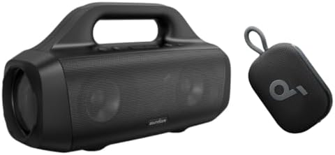 Soundcore Motion Boom Waterproof Bluetooth Speaker with Titanium Drivers, BassUp Technology, IPX7, 24H Playtime, App, Built-in Handle for Outdoor Select 4 Go