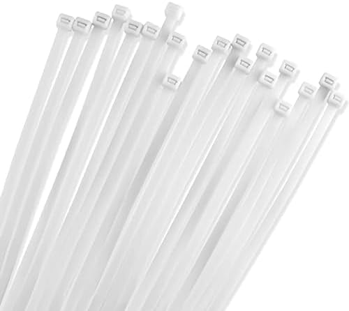 Bolt Dropper 11-Inch White Zip Ties, 1000-Pack - Heavy Duty Self-Locking Nylon Cable Ties with 50 lbs Tensile Strength - Indoor and Outdoor Cable Management Wire Ties - UV Resistant Zip Ties Wraps