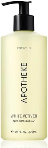 APOTHEKE Liquid Hand Soap, White Vetiver (10 Fl Oz) - Hydrating Hand Wash with Natural Coconut & Aloe Vera