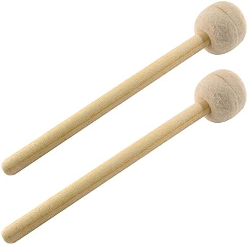 2 Pcs Drum Mallet 13.22 Inches Length, Wool Felt Drum Stick, Anti-slip Bass Percussion Sticks, Instrument Band Accessory Part for Drums Snare Drums, Beige