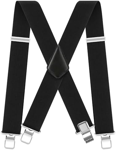 Ultrashang CLASSIC Mens Heavy-Duty Suspender: 2-Inch Wide, Sturdy Clips, X-Back, Adjustable Elastic Work Suspenders