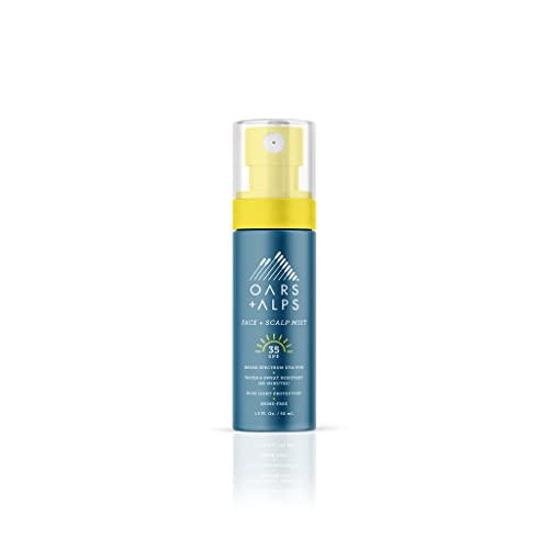 Oars + Alps Face and Scalp Mist SPF 35 Sunscreen, Protects from Blue Light, Summer Splash Scent, Water and Sweat Resistant, Travel Size, 1.5 Fl Oz