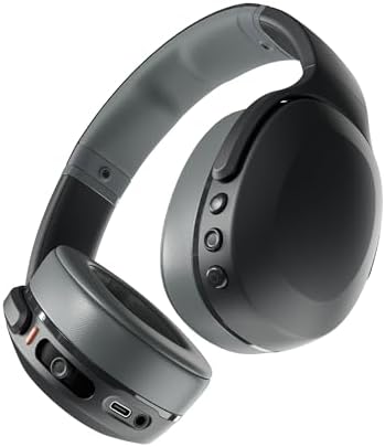 Skullcandy Crusher Evo Over-Ear Wireless Bluetooth Headphones with Sensory Bass, 40 Hr Battery, Microphone, Works with iPhone Android – Black/Asphalt