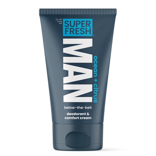 Super Fresh Man Parts Ball Deodorant Lotion for Men | Mens Hygiene Cream for Groin, Butt, & Body | Control Odor and Stay Comfortable | Aluminum Free | 4 oz Tube