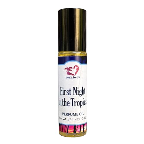First Night in the Tropics Perfume Oil with Organic Golden Jojoba Oil, .34 oz. (10 ml) Roll On Bottle, Made in Santa Barbara California (First Night in the Tropics)