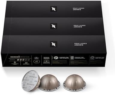 Nespresso Capsules Vertuo, Arondio Gran Lungo Americano, Medium Roast Coffee, 30 Count Coffee Pods, Brews 5.0oz.