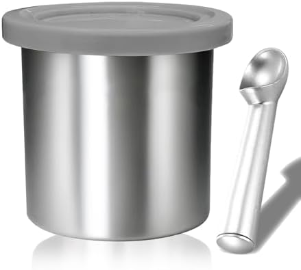 Stainless Steels for Ninja Creami Pints and Lids - 1 Pack, 16oz Cups, Compatible with Ninja Creami NC300 NC301 NC290 NC299AMZ Series Ice Cream Maker, BPA-Free, Non-Leakage&Slip, Dishwasher Safe
