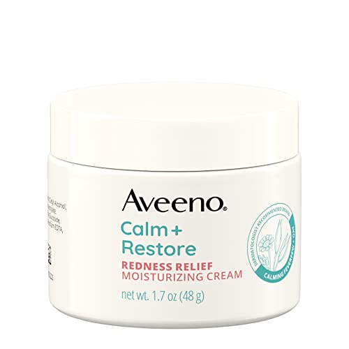 Aveeno Calm + Restore Facial Cream for Redness Relief, Soothing Face Moisturizer for Sensitive Skin, Hypoallergenic Formula, Fragrance-Free, 1.7 OZ