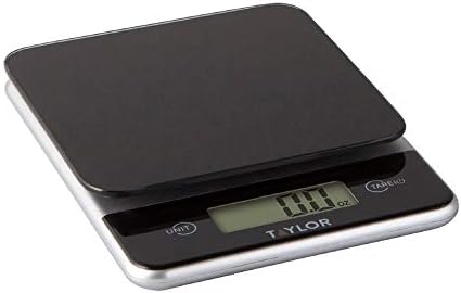 Taylor Glass Top Food Scale with Touch Control Buttons, 11 lb Capacity, Black