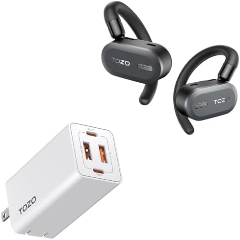 TOZO O2 Wireless Open Ear Headphones C2 Power Adapter White