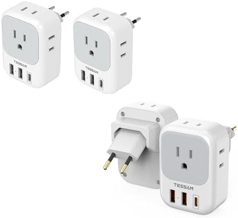 2 Pack European Travel Plug Adapter USB C, TESSAN Type C Power Adaptor to Italy Spain France Portugal Iceland Germany