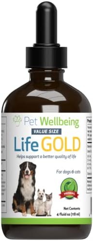 Pet Wellbeing Life Gold for Dogs - Immune Support, Antioxidants, Normal Detoxification, Cellular Health, Astragalus - Veterinarian-Formulated Herbal Supplement 4 oz (118 ml)
