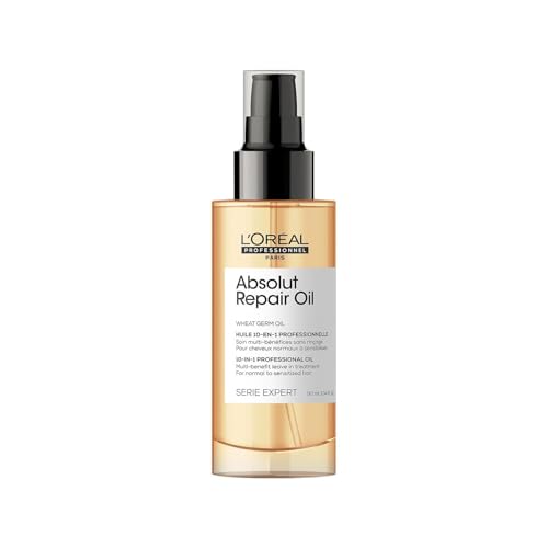 L'Oreal Professionnel Absolut Repair 10-in-1 Oil - Multi-Benefit Oil For Dry & Damaged Hair, Repairs Hair and Provides Shine With Quinoa and Proteins