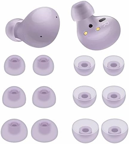 6 Pairs Silicone Galaxy Buds 2 Ear Tips Earbuds, S/M/L 3 Size Soft Rubber Flexible Eartips Buds Wing Tips Fit in Case Compatible with Samsung Galaxy Buds 2 / Galaxy Buds Plus - Lavender