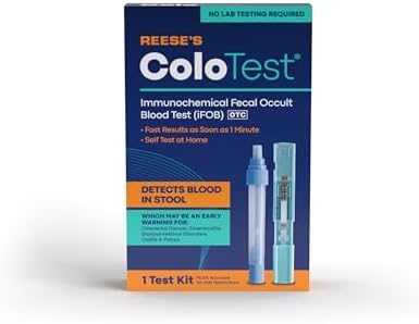 Reese's ColoTest Immunochemical Fecal Occult Blood Test (iFOB) FIT Test for Colorectal Cancer Screening 1ct