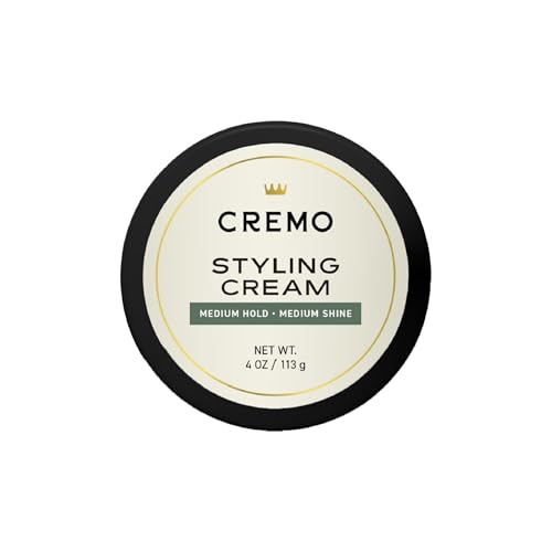 Cremo Hair Styling Cream, Barber Grade, Medium Hold, Medium Shine Hair Products, 4 Oz