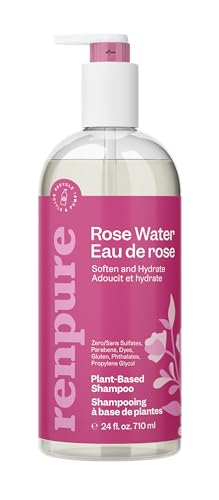 RENPURE Plant-Based Rose Hydrating Shampoo for Dry Hair - Sulfate-Free, Paraben-Free, Cruelty-Free & Color-Safe - Naturally Moisturizing & Refreshing for Women