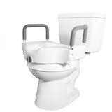 Vaunn Raised Toilet Seat and Elevated Commode Booster Seat Riser with Removable Padded Grab bar Handles & Locking Mechanism