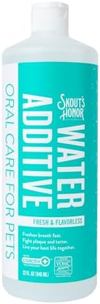 SKOUT'S HONOR Fresh & Flavorless Water Additive - VOHC Accepted for Tartar Control, Freshens Breath Fast, No Brushing Required, 32 oz