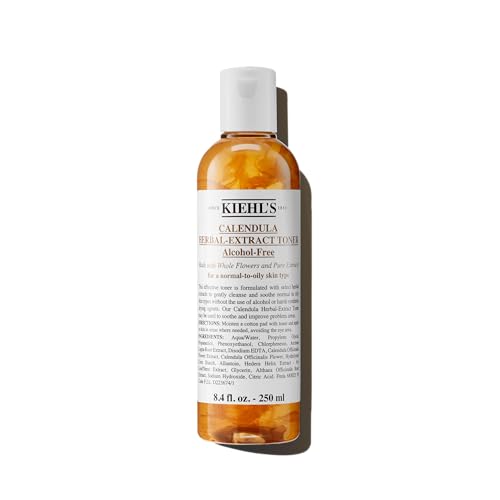 Kiehl's Calendula Herbal Extract Alcohol-Free Toner, Soothing Facial Toner for Normal to Oily Skin, Visibly Reduces Redness & Oil, Improves Skin Texture, Paraben-Free, Fragrance-Free, Non-acnegenic