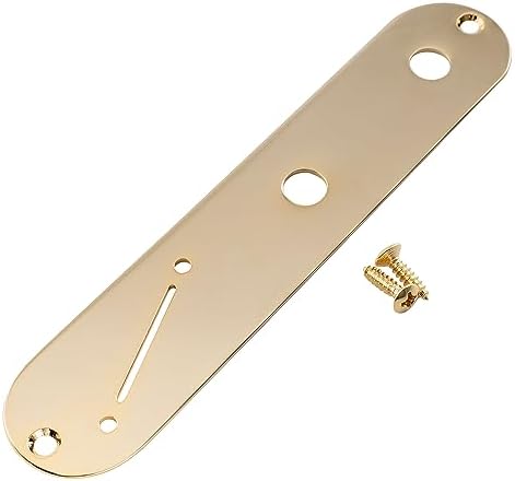 Musiclily Pro 32mm Steel Tele Control Plate with Narrow Pots Hole Spacing and Angled Switch Slot for Telecaster Electric Guitar, Gold