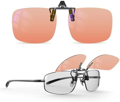 Goiteia FL-Rose Migraine Clip on Glasses, Light Sensitivity Glasses for Fluorescent LED Glare/Photophobia