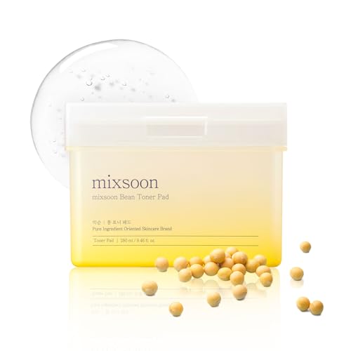 mixsoon Toner Pads Natural Ingredient extracts, Alcohol Free with Moisturizing for Sensitive Skin, Smooth Pads, Korean Glass Skincare