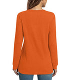 HOTGIFT Woman Fall Lounge T-Shirts Long Sleeve Loose Sweater Tops Halloween Warm Tunics Orange Small