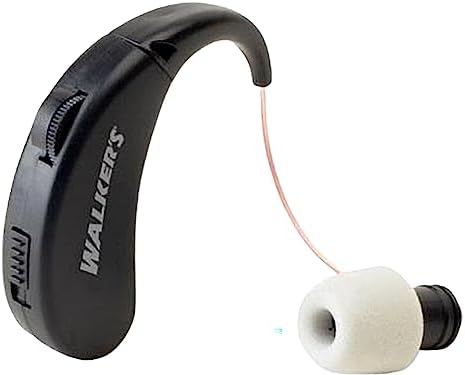 Walker's Ultra Ear BTE Rechargeable Compact Adjustable 22dB Noise Reduction Hunting Outdoor Sound Amplifier Hearing Enhancer | Ear Tips, USB Charging Cable, Cleaning Brush - 2 Pack