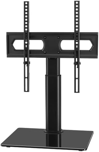 KKTONER Universal TV Stand Base for 27 inch to 65 inch LED TV Table Top TV Mount Stand with Tempered Glass Base Height Adjustable Hold up 88LBs