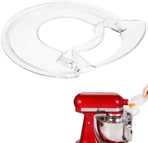 Pouring Shield for KitchenAid 4.5-5 Quart Tilt-Head Stand Mixer (Fits Stainless Steel, Glass, Ceramic Bowls), Splash Guard with Removable Pouring Chute, Mixer Accessories and Attachments