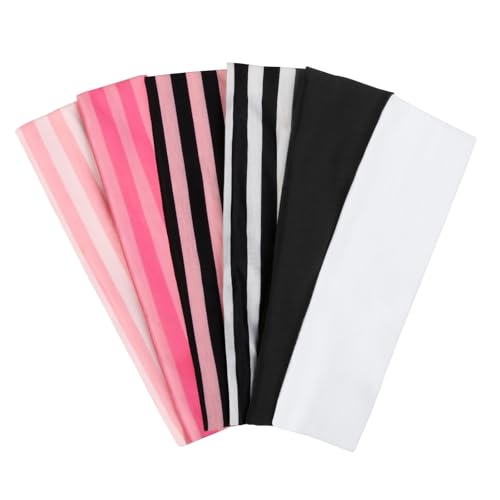 TERSE Striped Headbands for Women - Non-Slip Elastic Sweat Hairbands, Soft Fabric Hair Wraps for Short Hair, Workout, Yoga, Running, Sports