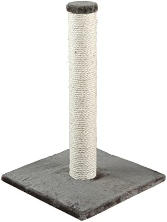TRIXIE Parla Cat Scratching Post 24.25 Inch - Cat Scratcher with Soft Fabric Covering Base and Durable Sisal Rope - in Gray