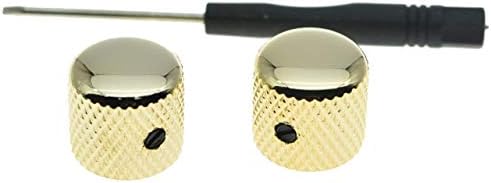 KAISH Set of 2 Gold Metal Guitar Dome Knobs Bass Knob with Set Screw for Telecaster/Tele Guitar