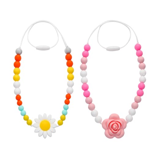 Sensory Chew Necklaces, Oral Chew Toys for ADHD Autism Anxiety, Mouth Fidgets Toys, 2 Pack- BPA Free