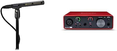 Audio-Technica AT875R Line/Gradient Shotgun Condenser Microphone 9.5 x 5 x 2.75 inches & Focusrite Scarlett Solo 3rd Gen USB Audio Interface, Studio Quality Recording
