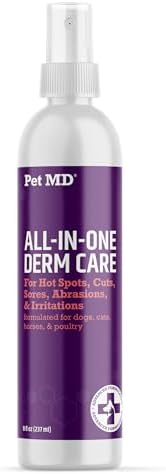 Pet MD All-in-One Derm Care - Hypochlorous Acid Spray for Dogs & All Pets - Skin Soother for Dogs & Wound Spray for Dogs - Cat Wound Care, Dog Hot Spot Remedy, & Dog Itch Relief - 8oz