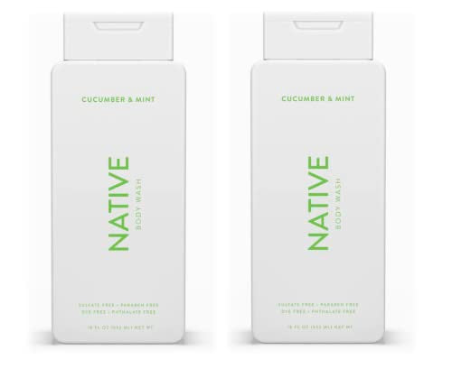 Native Body Wash Contains Naturally Derived Ingredients | For Women & Men, Sulfate, Paraben, & Dye Free Leaving Skin Soft and Hydrated | Cucumber & Mint 18 oz - 2 Pk