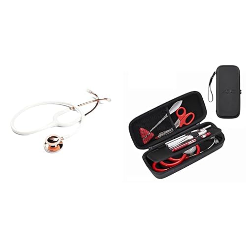 ADC Adscope Model 603 Rose Gold with White Tubing Clinician Stethoscope with Tunable AFD Technology and Small Black Medic Case