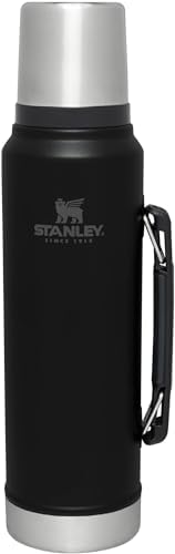 Stanley Classic Legendary Vacuum Bottle 1.1 qt | Wide Mouth with Leakproof Cup Lid | Keep Drinks Hot or Cold | Packable for Travel | Insulated Stainless Steel Thermos | BPA-Free | Matte Black