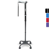 REHAND Quad Cane, Foldable Walking Cane for Men & Women with 4-Pronged Base for Extra Balance & Stability-Adjustable, Lightweight, Collapsible, Walking Stick for Right or Left Handed Seniors & Adults