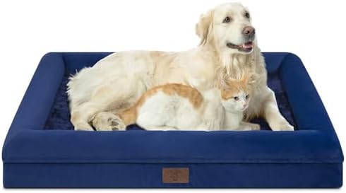 Dog Bed for Extra Large Dogs, Orthopedic Washable Dog Bed with Removable Bolster, Waterproof Pet Bed with Nonskid Bottom, Blue