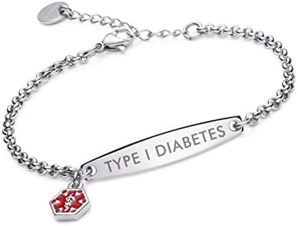 LinnaLove-Pre-engraved Simple Rolo chain Medical alert id bracelet for Women