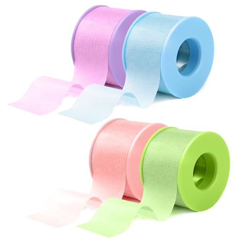 Lash Tape for Eyelash Extensions - Eyelash Tape Silicone Gel Sensitive lash Extension Tape Pain-Free Removal Micro-Porous Eyelash Extension Tape (4Rolls,1in x 4yd, Multicolor)