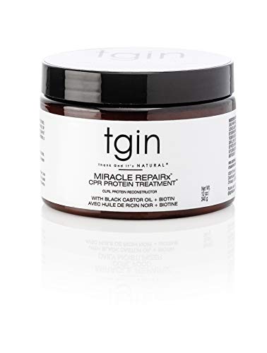 tgin Miracle RepaiRx Curl Protein Reconstructor for Curly, Coily, and Wavy Hair, with Biotin and Black Castor Oil, Nourishes and Restores Damaged, Color-Treated Hair, 12 oz